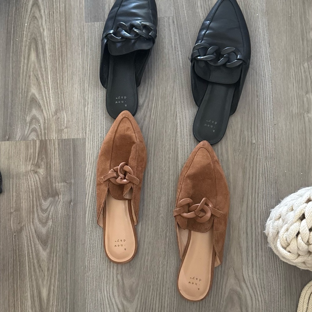 a new day Black and Tan Chain Mules
